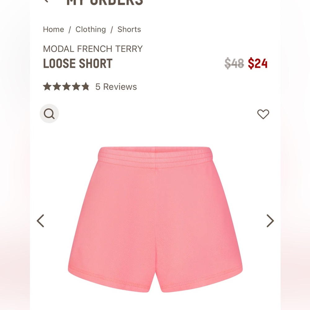 NWT Skims Loose French Terry Shorts